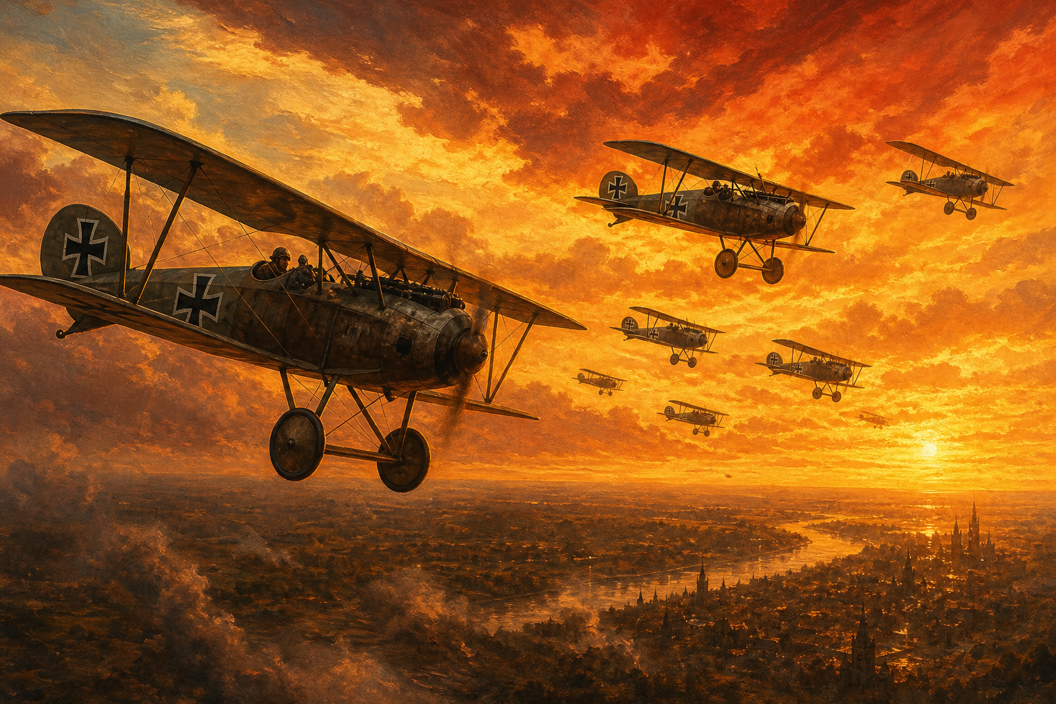 Painted Central Powers victory scene in stoic gunmetal tones