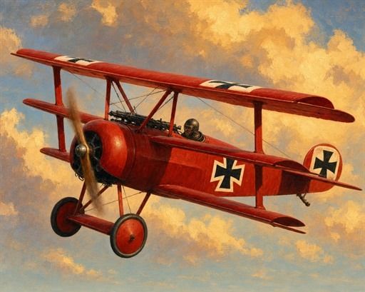 Painted portrait of the Fokker Triplane